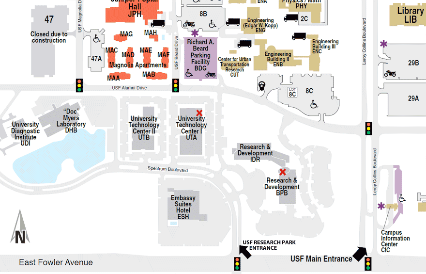 usf tampa map